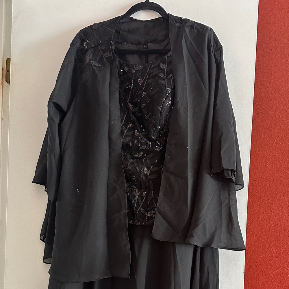 Elegant Black Sheer Jacket sparkly top dress